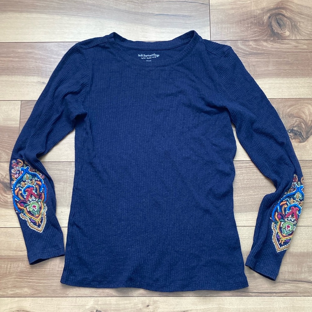 Soft Surrounding Navy Long Sleeve Shirt